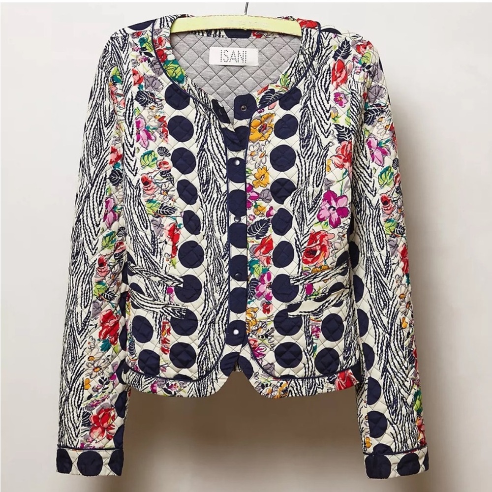 Anthropologie Isani Floral Dot Quilted Jacket